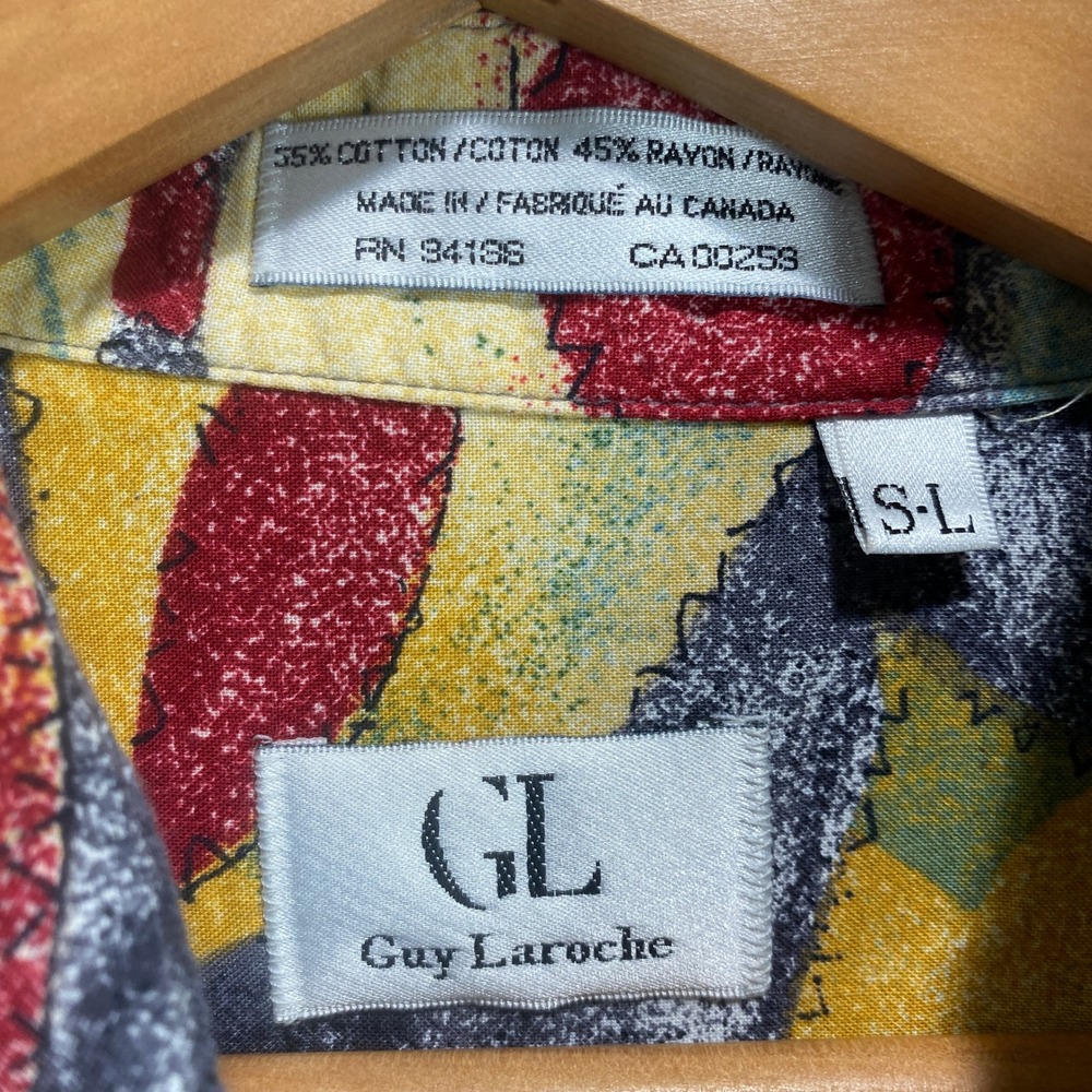 Guy Laroche Men's Abstract Print Short Sleeve Button Up Shirt Size S L - Picture 3 of 7